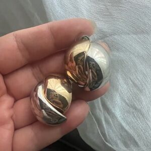 Anthropologie vintage inspired two tone gold silver statement cluster earrings